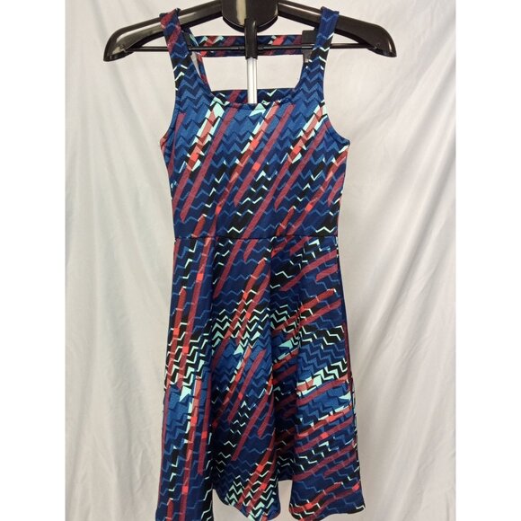 Bobeau Women's Blue Orange Strappy Zig Zag Pattern Mini Dress Siza XS - Picture 1 of 7